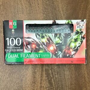 Red Green 100 Red Green Faceted Mini Dual Filament Christmas Lights 33ft NEW